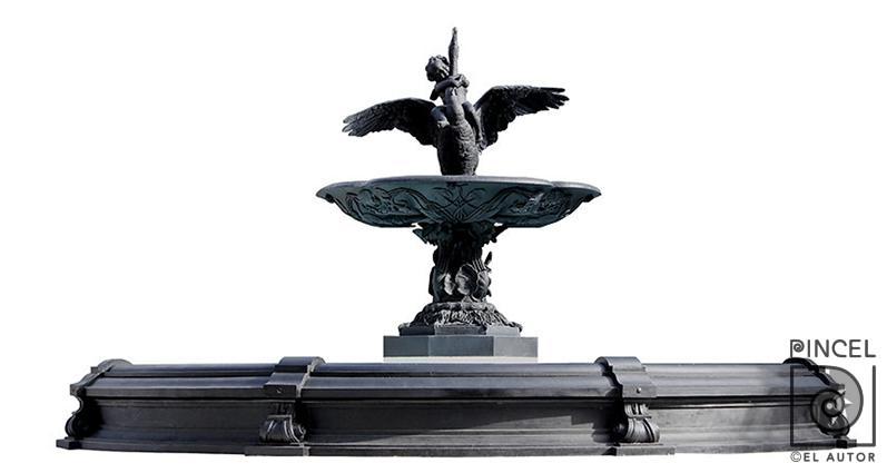 Fuente Cupido y el Cisne. Actualmente en la Universidad de Costa Rica por Bell, John (extranjero). Patrimonio cultural escultórico