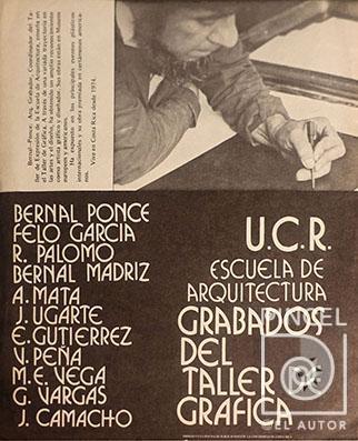 Diseño de afiche de la Escuela de Arquitectura, Grabados del Taller de Gráfica por Bernal Ponce, Juan. García, Rafael Angel (Felo)