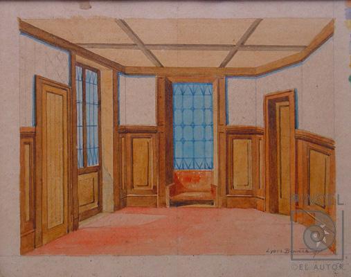 Sin título. Proyecto para escenografía por Bonilla, Lydio. Escuela Nacional de Bellas Artes