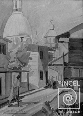 Fotografía de una acuarela sin título por Escuela Nacional de Bellas Artes. Pastor, Cecilia