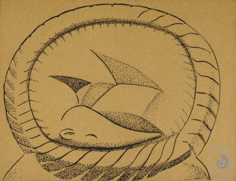 Dibujo de la escultura oso hormiguero dormido por Sánchez, Juan Manuel. Zeledón Varela, Néstor