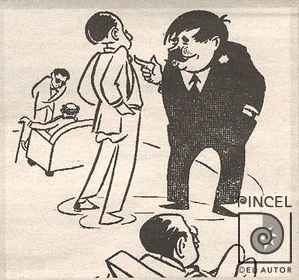 Caricatura de Anécdota del Círculo de Amigos del Arte por Solano, Noé. Zúñiga, Francisco. Chinchilla, Antolín. González, Manuel de la Cruz. Jiménez, Max