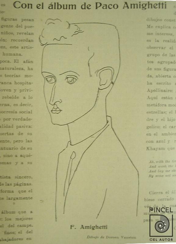 Retrato de Francisco Amighetti en publicación del Repertorio Américano por Vanston, Doreen (Dairine en Irlanda)
