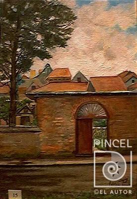 Paisaje de Barrio Amón por Zeller de Peralta, Lolita. Escuela Nacional de Bellas Artes