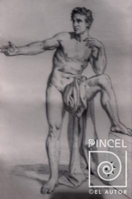 Desnudo de joven con tela por Zeller, Maruja. Escuela Nacional de Bellas Artes
