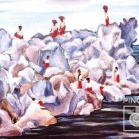 Mujeres y rocas por Amighetti, Francisco