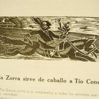 Tía Zorra sirve de caballo a Tío Conejo por Amighetti, Francisco