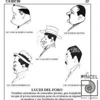 Caricaturas de juristas de la época por Amighetti, Francisco. Baixench, Pablo