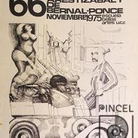 Diseño de afiche de la Escuela de Arquitectura, dibujos Arestizabal y de Bernal Ponce por Bernal Ponce, Juan