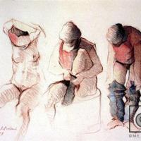 Tres mujeres vistiéndose por Bolandi, Dinorah