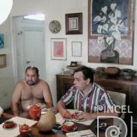 Luis Chacón, Roberto Lizano, Ileana Alvarado y María Enriqueta Guardia en el taller de Roberto Lizano por Chacón, Luis. Grupo Bocaracá. Documental