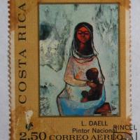 Sello postal de la obra La Madonna por Daell, Luis. Museo Filatélico