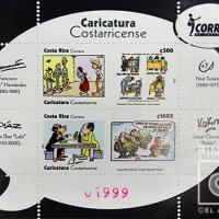 Sello postal de la Caricatura Costarricense por Díaz, Hugo. Solano, Noé.  Museo Filatélico