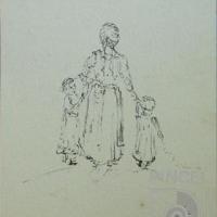 Sin título (mujer y dos niños) por Echandi, Enrique