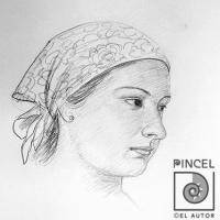 Retrato de mujer con pañuelo (detalle) por Escámez, Julio