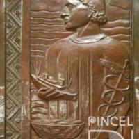 Elementos de la Historia de Costa Rica TCC Placa decorativa Banco Nacional (detalle) por Feron, Louis