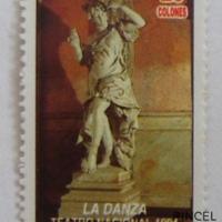 Sello postal de la obra La Danza por Froli, Adriático (extranjero). Patrimonio cultural escultórico. Documental. Teatro Nacional. Museo Filatélico