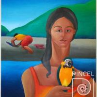 Mujer con guacamayo por Garita, Disifredo