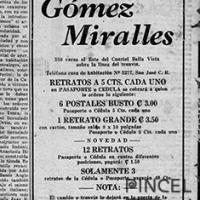 Publicidad de Gómez Mirallez en el diario La Hora por Gómez Miralles, Manuel. Documental