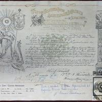 Documento de La Gran Lógia Masónica por Góngora, Federico. Povedano, Tomás