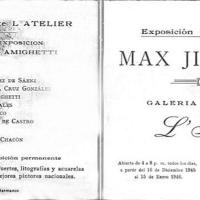 Anuncio de futura exposición de algunos artistas en Galería L`Atelier por González de Sáenz, Luisa. Cano de Castro, Manuel. González, Manuel de la Cruz. Luján, Flora. Pacheco, Fausto. Morales Alvarado, Gonzalo. Chacón, Juan Rafael