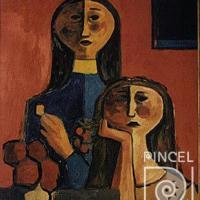 Sin título (dos mujeres con frutas) por González, Manuel de la Cruz