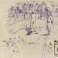 Boceto. Pelea de gallos por González, Manuel de la Cruz