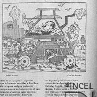 Ilustración para el Diario La Bohemia. Combinación auto - submarina - aeroplana por Hine, Enrique (ManoLito)