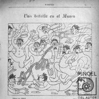 Ilustración para el Diario La Bohemia. Una batalla en el Museo por Hine, Enrique (ManoLito)