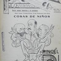 Cosas de niños. Ricardo Jiménez, Cleto gonzález Víquez y Máximo Fernández, por Hine, Enrique (ManoLito)