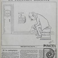 Ilustración El Cometa. La cuestión docente por Hine, Enrique (ManoLito)