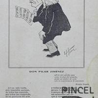 Ilustración El Cometa. Tipos del Día. El decano de los músicos, Pilar Jiménez por Hine, Enrique (ManoLito)