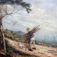 Hombre con carga de leña por Jiménez, Ezequiel