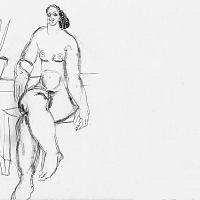 Desnudo sentado con pierna cruzada. Dibujo 12 del Sketch Book1 por Jiménez, Max