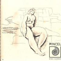Desnudo arrecostado en un muro. Dibujo 14 del Sketch Book1 por Jiménez, Max