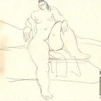 Desnudo mujer sentada con pierna flexionada. Dibujo 15 del Sketch Book1 por Jiménez, Max