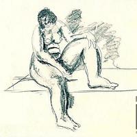 Mujer sentada y sombra. Dibujo 18 del Sketch Book1 por Jiménez, Max