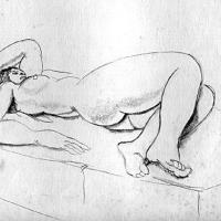 Desnudo sobre sofá con piernas recogidas. Dibujo 13 del Sketch Book 2 por Jiménez, Max