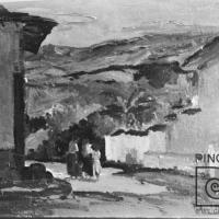 Paisaje y casas por Ortiz, Pedro