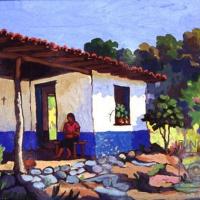 Casa con mujer sentada por Pacheco, Fausto