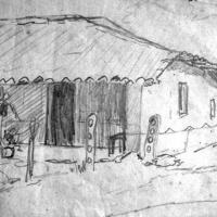 Boceto de casa con tranquera por Pacheco, Fausto