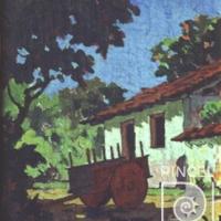 Carreta roja y casa por Pacheco, Fausto