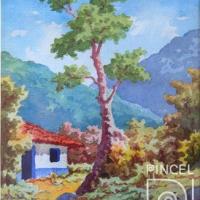 Paisaje  con árbol y casa por Pacheco, Fausto