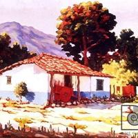 Casa campesina con carreta por Pacheco, Fausto