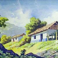 Paisaje con dos casas por Pacheco, Fausto