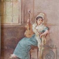 Mujer con guitarra boceto por Povedano, Tomás.