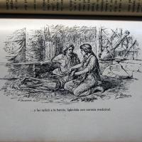 Zulai y Yontá, ...y las aplicó a la herida, ligándola con corteza medicinal. por Povedano, Tomás. Baixench, Pablo