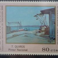 Sello postal de la obra Estero de Puntarenas por Quirós, Teodorico. Museo Filatélico