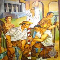 La Segunda República. Mural para el Aeropuerto Juan Santamaria (detalle obras públicas) por Ranucci, Lucio