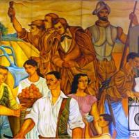 La Segunda República. Mural para el Aeropuerto Juan Santamaria (detalle conquistadores y próceres) por Ranucci, Lucio
